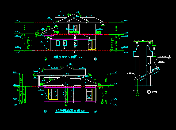 办公别墅建筑设计CAD施工图