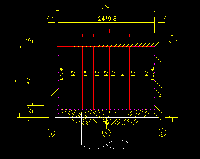 独塔、扇形单索面预应力砼斜拉桥CAD施工图6